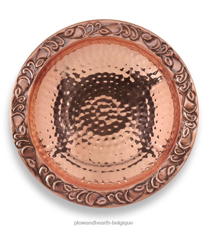 60H082830 Plow & Hearth Bain d'oiseaux en cuivre pur sur poteau en acier thermolaqué avec piquet robuste à trois broches cour et jardin