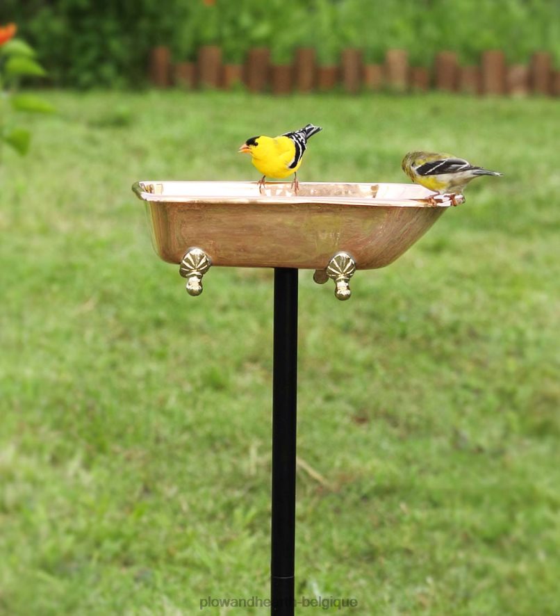 60H082844 Plow & Hearth bain d'oiseaux splish splash, cuivre poli - cuivre cour et jardin