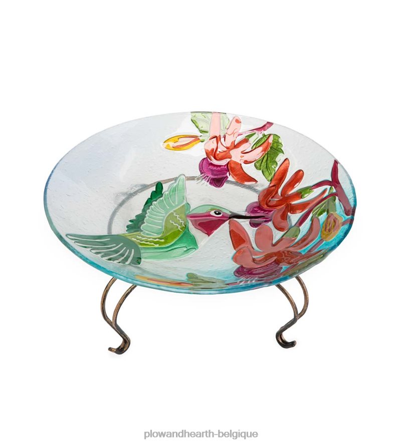 60H082850 Plow & Hearth Piédestal de bain d'oiseaux de table avec pieds à volutes cour et jardin