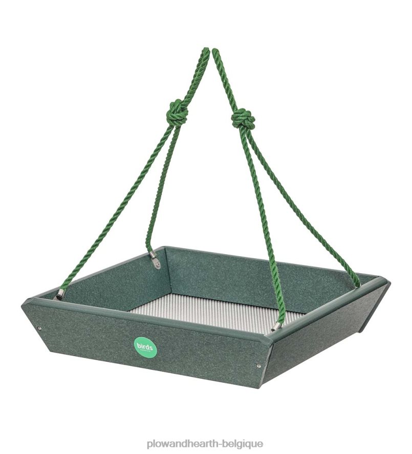 60H082757 Plow & Hearth Mangeoire à oiseaux à plateau suspendu en poly-bois recyclé coloré - bleu cour et jardin