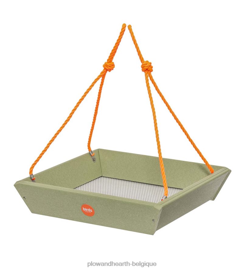 60H082757 Plow & Hearth Mangeoire à oiseaux à plateau suspendu en poly-bois recyclé coloré - bleu cour et jardin