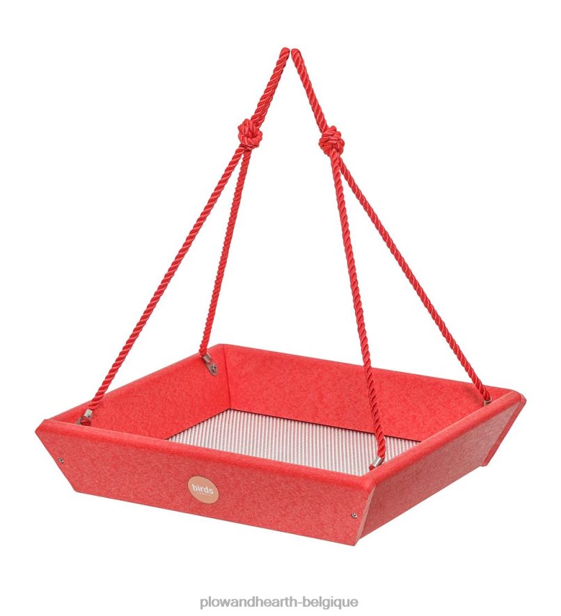 60H082757 Plow & Hearth Mangeoire à oiseaux à plateau suspendu en poly-bois recyclé coloré - bleu cour et jardin