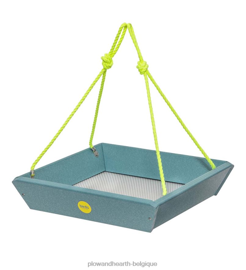 60H082757 Plow & Hearth Mangeoire à oiseaux à plateau suspendu en poly-bois recyclé coloré - bleu cour et jardin