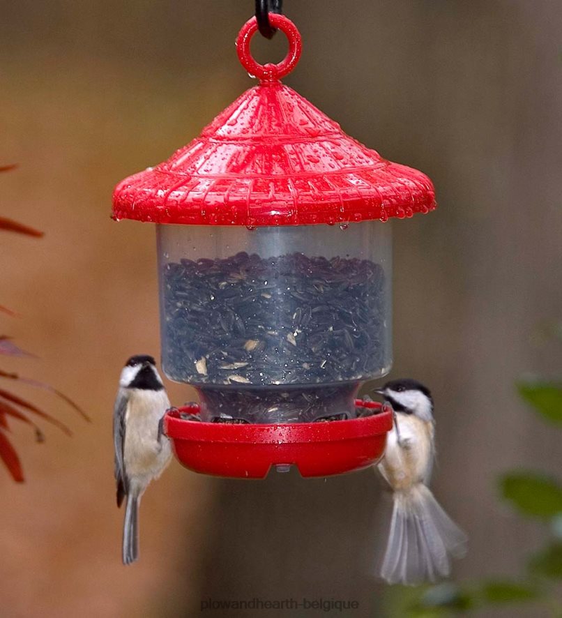 60H082765 Plow & Hearth mangeoire à oiseaux suspendue - rouge cour et jardin