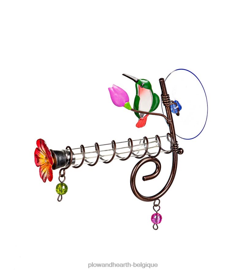 60H082787 Plow & Hearth mangeoire à colibris florale montée sur fenêtre cour et jardin
