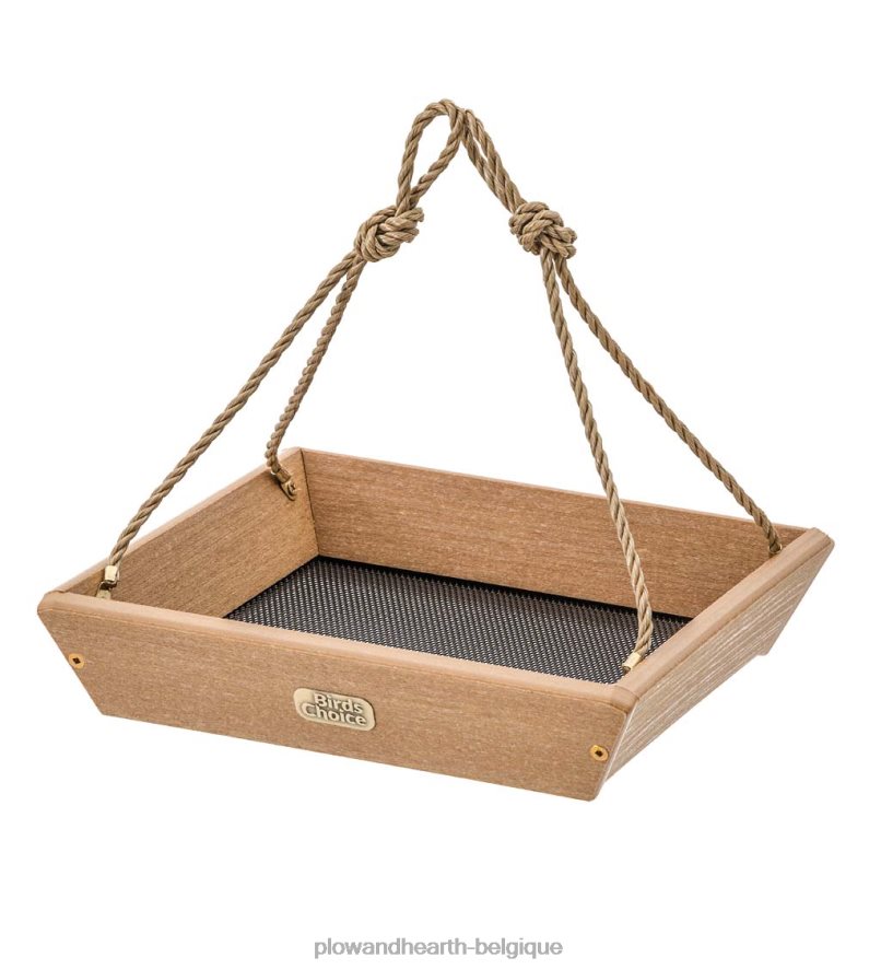 60H082815 Plow & Hearth Mangeoire à oiseaux à plateau suspendu en poly-bois recyclé cour et jardin