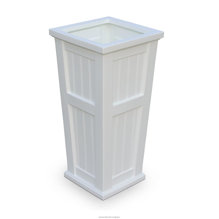 60H082908 Plow & Hearth jardinière haute à arrosage automatique Lexington - blanc cour et jardin