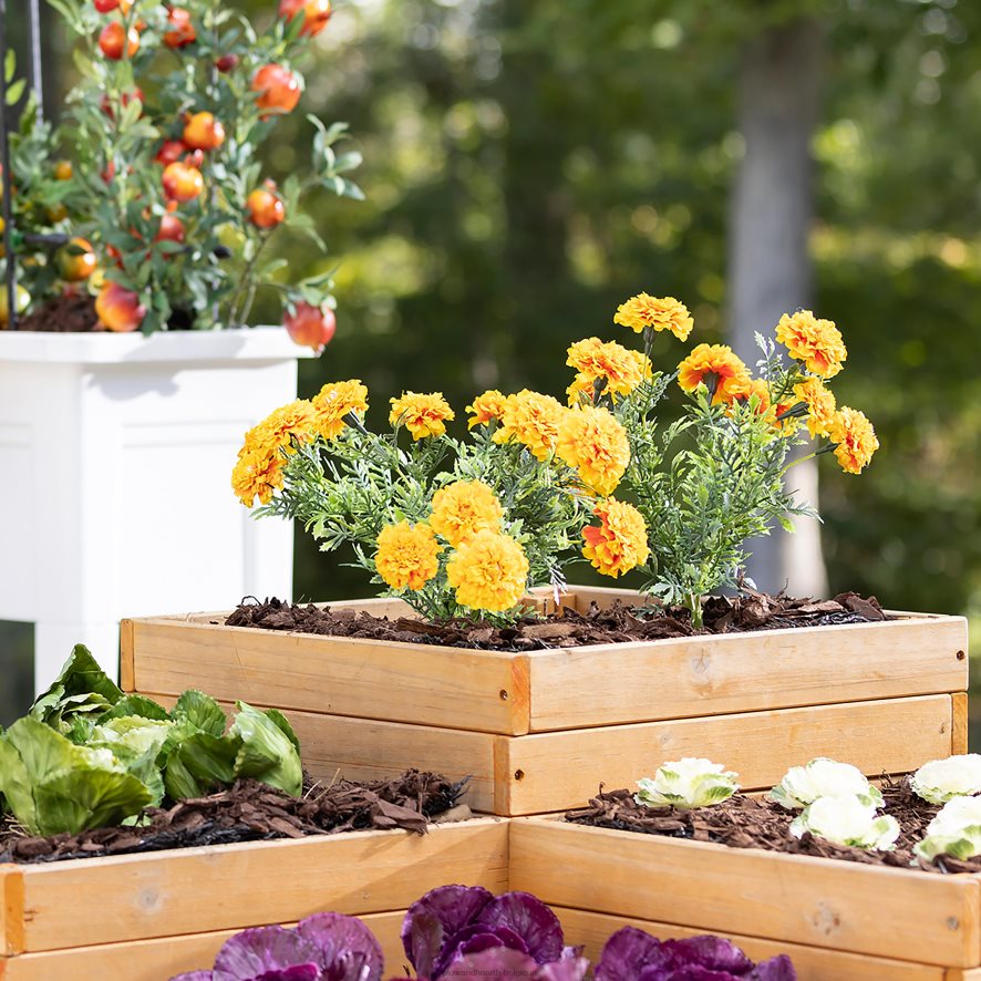 60H082909 Plow & Hearth jardinière de jardin surélevée autonome à quatre cubes en bois cour et jardin