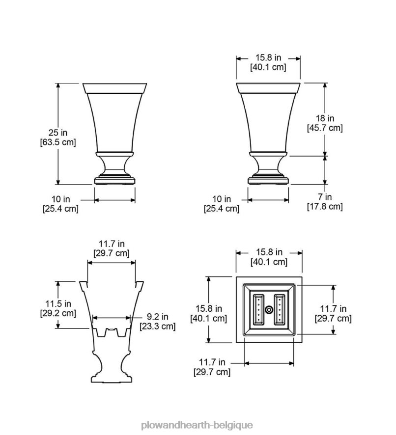 60H082913 Plow & Hearth Jardinière urne sur pied à arrosage automatique Richmond - blanc cour et jardin