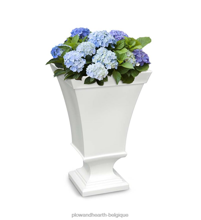 60H082913 Plow & Hearth Jardinière urne sur pied à arrosage automatique Richmond - blanc cour et jardin
