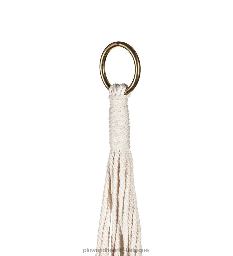 60H082930 Plow & Hearth jardinière en tissu olivia avec support en macramé - bleu cour et jardin