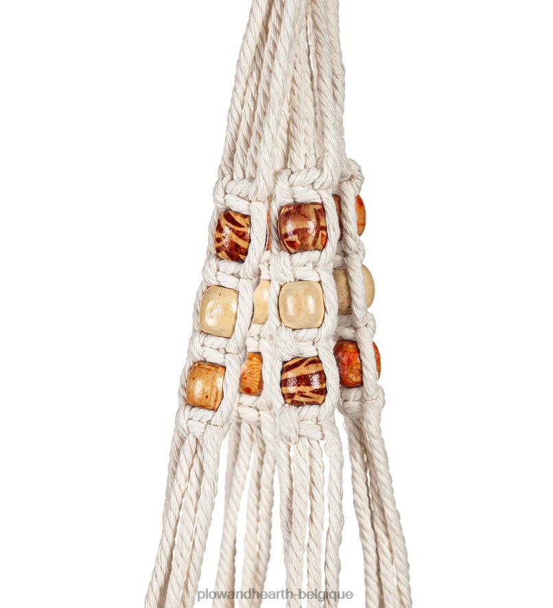 60H082930 Plow & Hearth jardinière en tissu olivia avec support en macramé - bleu cour et jardin