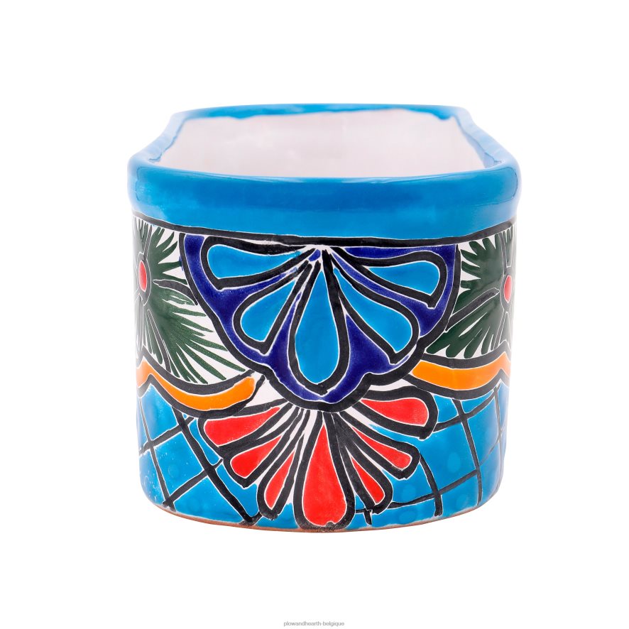 60H082934 Plow & Hearth jardinière à rebord turquoise Talavera cour et jardin