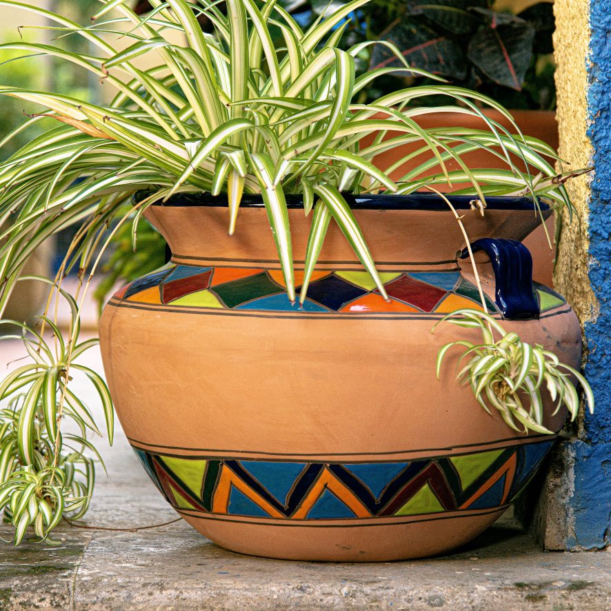 60H082935 Plow & Hearth très grand pot de fleurs talavera chata multicolore cour et jardin