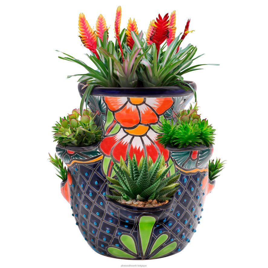 60H082939 Plow & Hearth grand pot de fraises talavera bleu royal cour et jardin