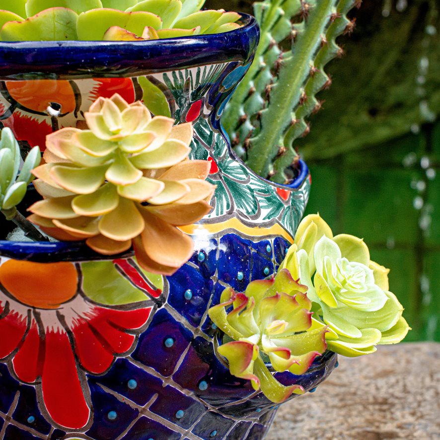 60H082939 Plow & Hearth grand pot de fraises talavera bleu royal cour et jardin