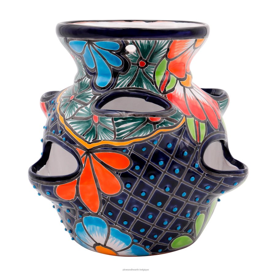 60H082939 Plow & Hearth grand pot de fraises talavera bleu royal cour et jardin