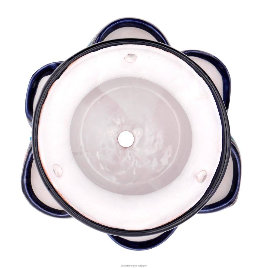 60H082939 Plow & Hearth grand pot de fraises talavera bleu royal cour et jardin