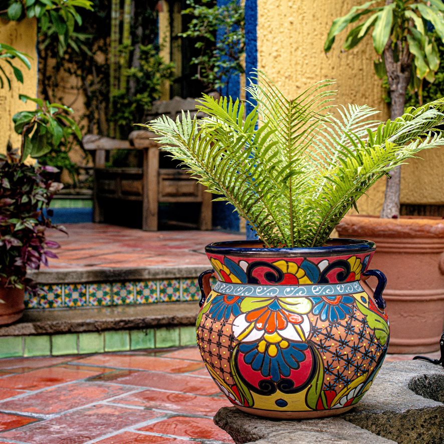 60H082959 Plow & Hearth très grand planteur floral talavera chata cour et jardin