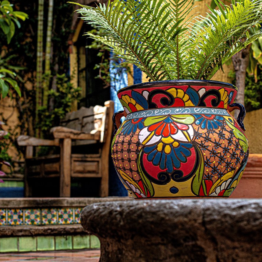 60H082959 Plow & Hearth très grand planteur floral talavera chata cour et jardin