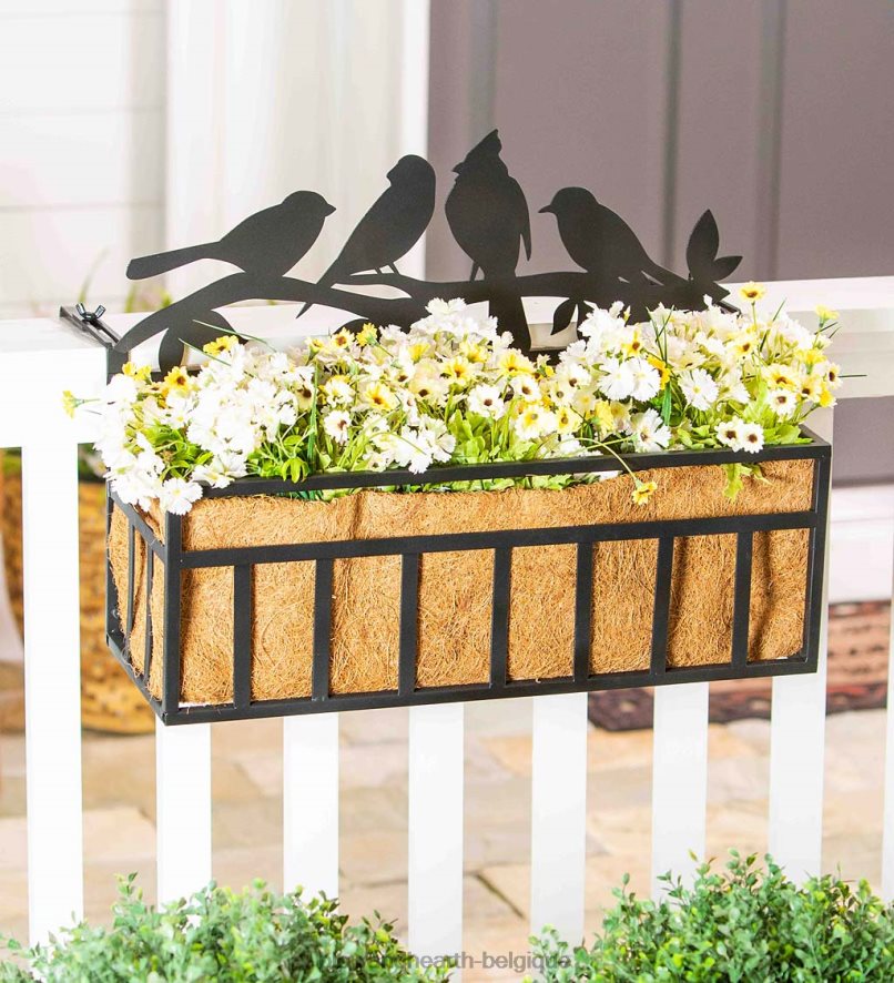 60H082970 Plow & Hearth oiseaux sur un planteur de balustrade de branche cour et jardin