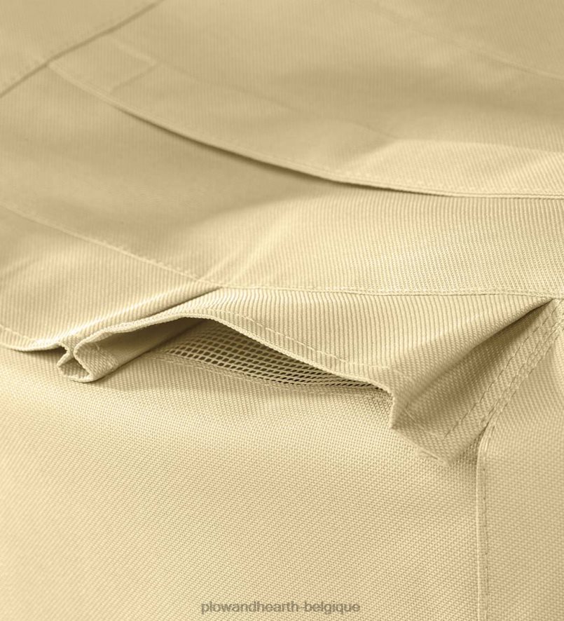 60H0821005 Plow & Hearth grande housse de meuble de luxe pour table à manger et chaises rectangulaires/ovales - beige cour et jardin