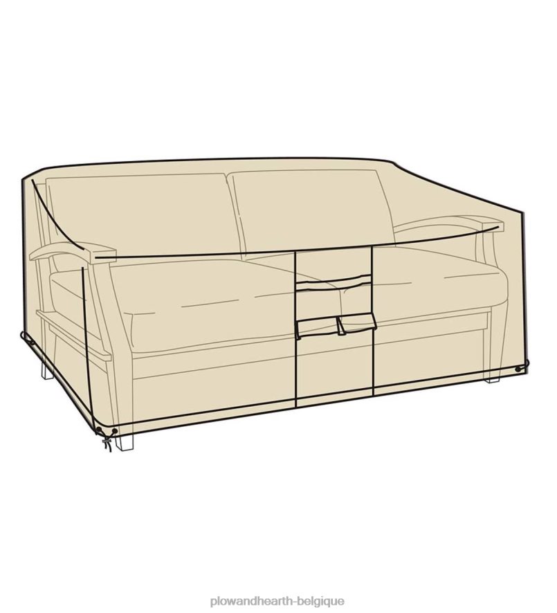 60H0821015 Plow & Hearth Housse de causeuse de luxe à siège profond - beige cour et jardin