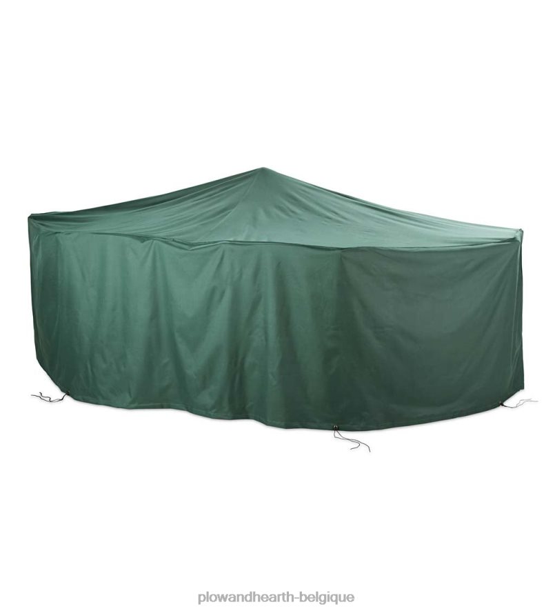 60H0821024 Plow & Hearth Housse toutes saisons pour mobilier d'extérieur classique pour grande table et chaises rectangulaires - vert cour et jardin