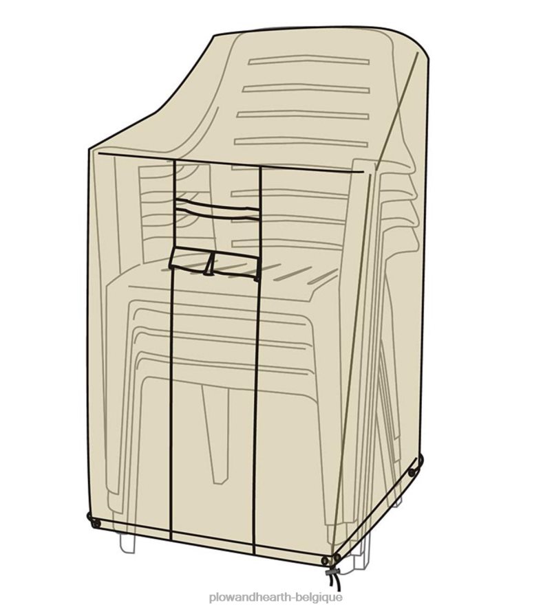60H0821047 Plow & Hearth Housse de chaises empilables de luxe - beige cour et jardin