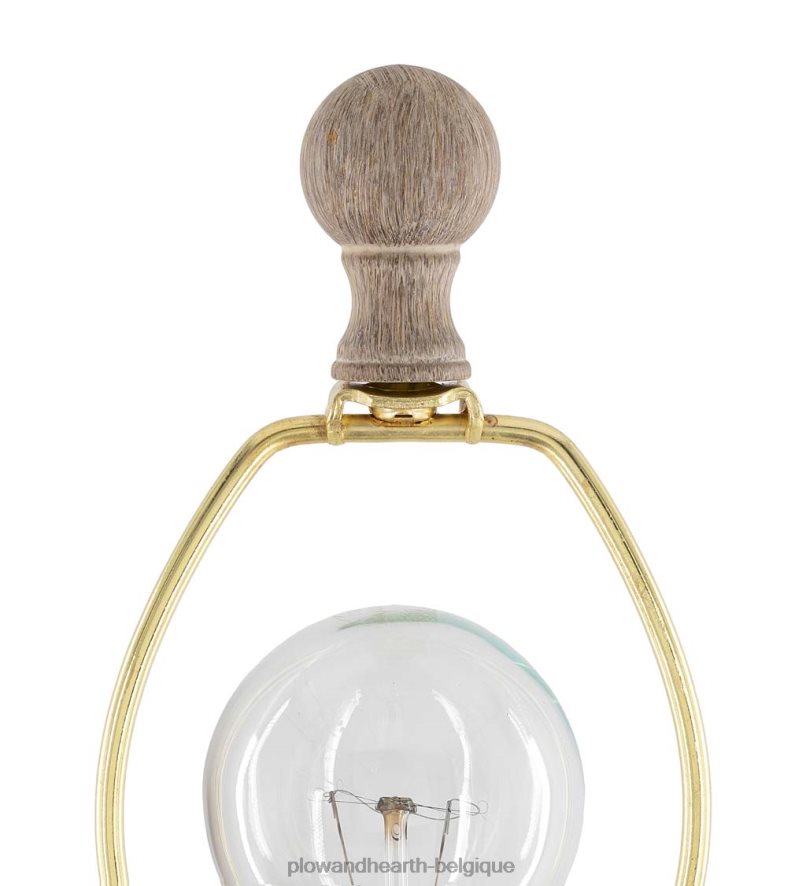 60H0822125 Plow & Hearth lampe de table en bois patiné avec abat-jour en lin naturel meubles