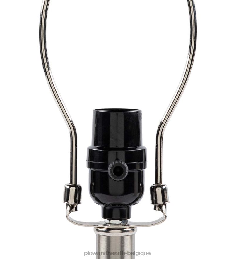 60H0822131 Plow & Hearth lampe de table en verre bulle texturé avec abat-jour en lin beige meubles