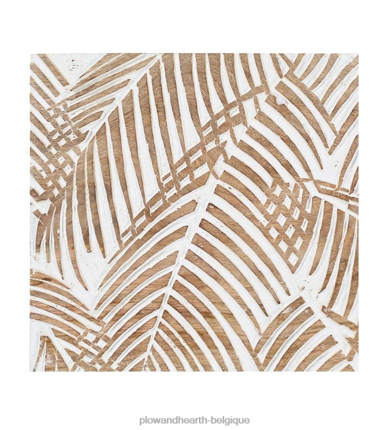 60H0822132 Plow & Hearth art mural tropical lavé à la chaux à trois panneaux meubles