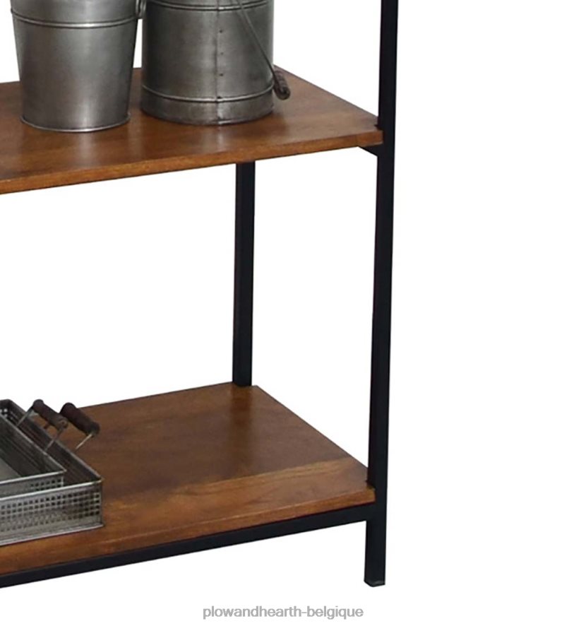 60H0822113 Plow & Hearth Bibliothèque 72 haute à cinq étagères en bois et métal - châtaignier meubles