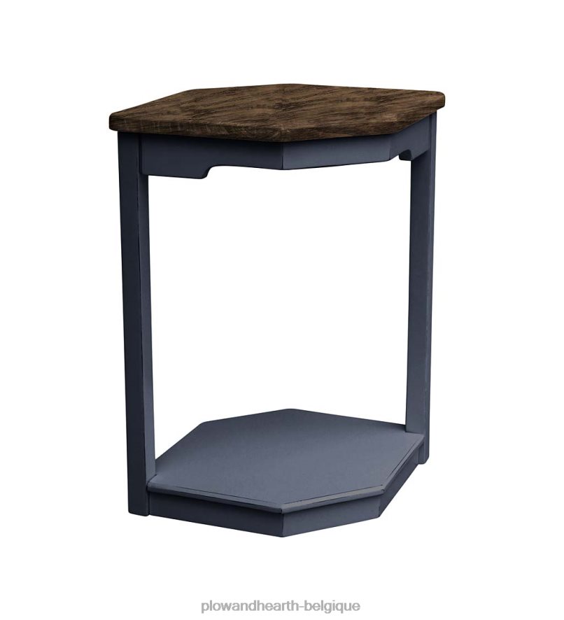 60H0822116 Plow & Hearth Table hexagonale Holden de la collection Farmhouse de Laurel Ridge - gris/cacao meubles
