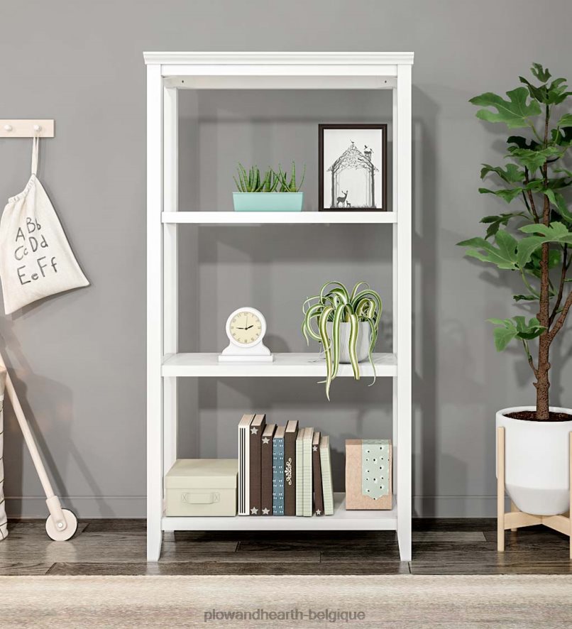 60H0822118 Plow & Hearth étagère de rangement pour bibliothèque haute à trois étagères de ferme - gris lavé meubles