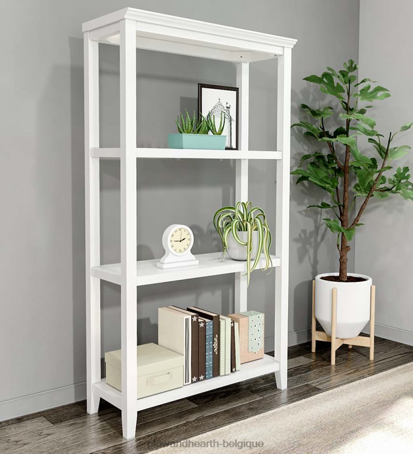 60H0822118 Plow & Hearth étagère de rangement pour bibliothèque haute à trois étagères de ferme - gris lavé meubles