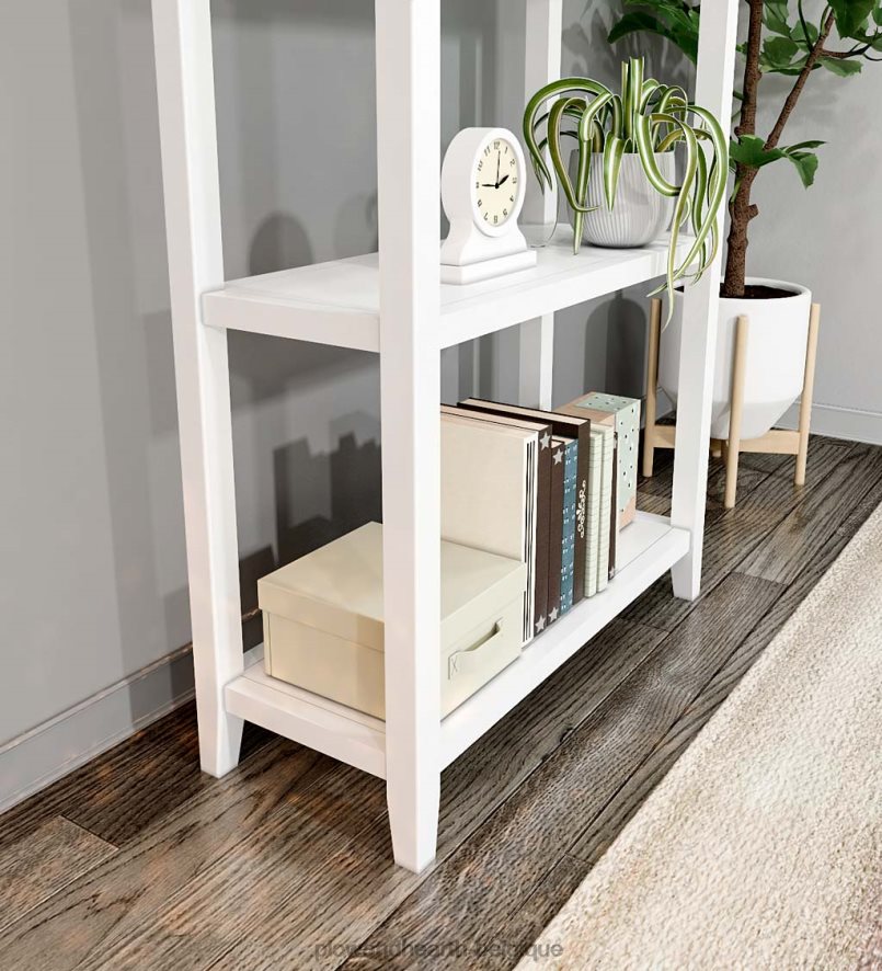 60H0822118 Plow & Hearth étagère de rangement pour bibliothèque haute à trois étagères de ferme - gris lavé meubles