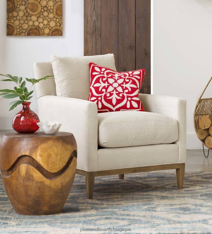 60H0822033 Plow & Hearth chaise de studio rembourrée à la main écologique, fabriquée aux États-Unis - linge de Bruxelles meubles