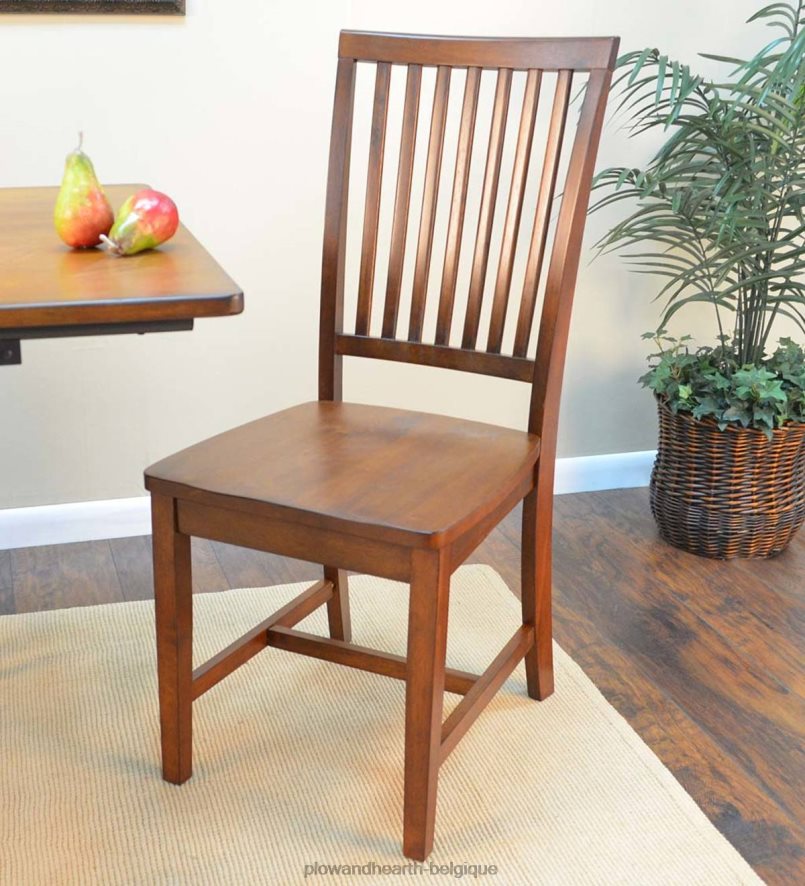 60H0822036 Plow & Hearth Chaise à dossier à lattes en bois dur antique d'école - noir antique meubles