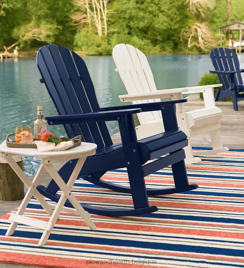 60H0823115 Plow & Hearth chaise berçante adirondack en bois d'eucalyptus - rouge meubles