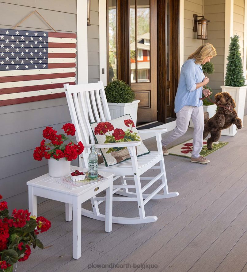 60H0823255 Plow & Hearth chaise à bascule en bois à lattes - peinture noire meubles