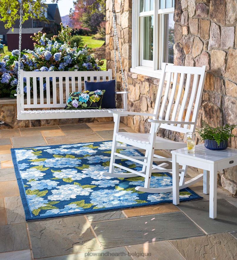 60H0823255 Plow & Hearth chaise à bascule en bois à lattes - peinture noire meubles