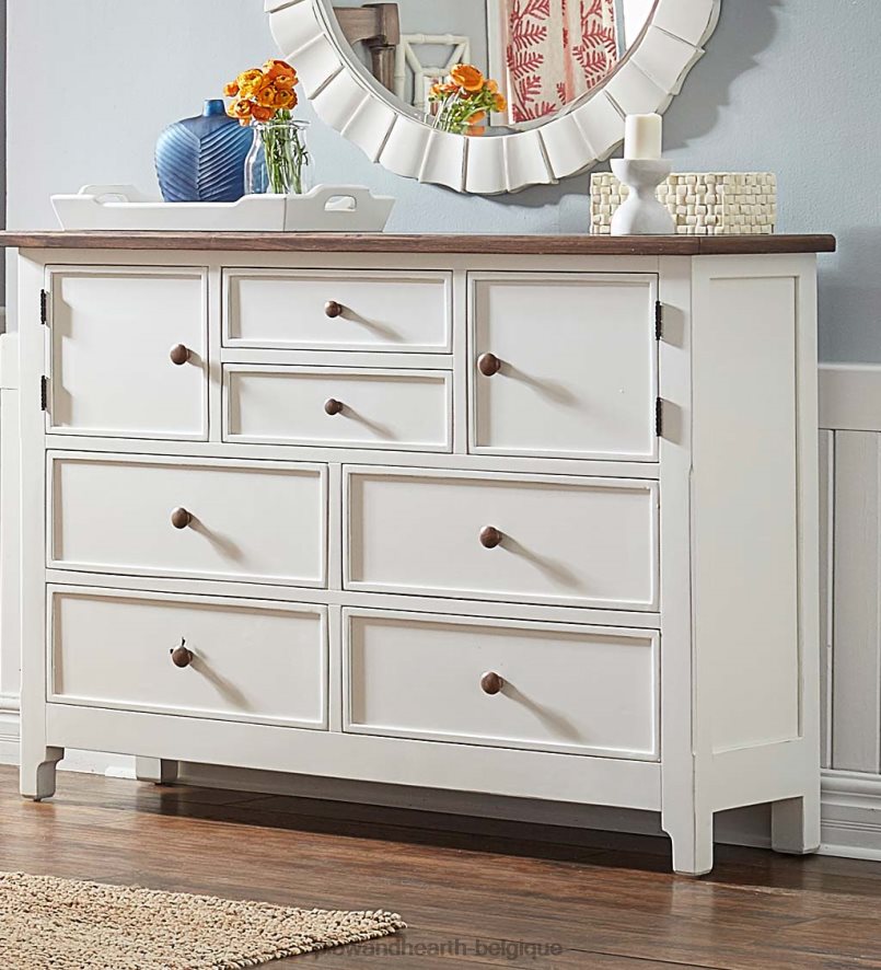 60H0822085 Plow & Hearth laurel ridge farmhouse collection fletcher double coffre - cacao meubles