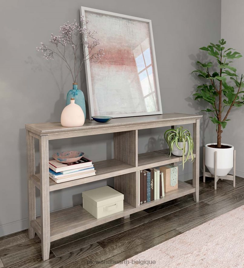 60H0822089 Plow & Hearth bibliothèque console à deux étagères de ferme - gris délavé meubles