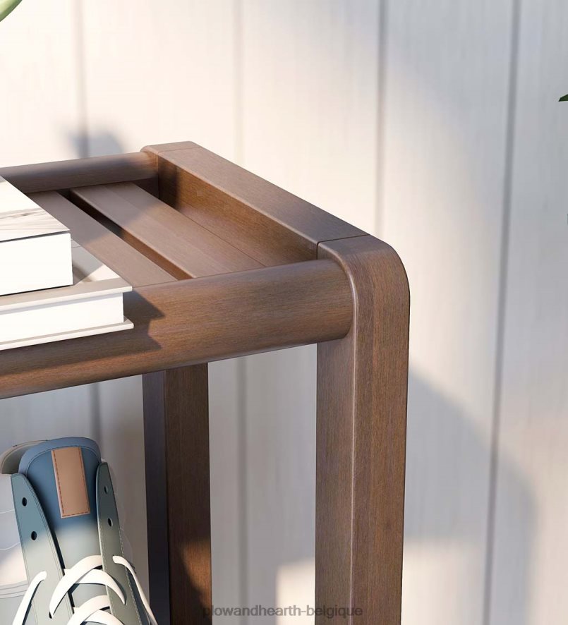 60H0822090 Plow & Hearth support de rangement de bibliothèque console à trois étagères de ferme - châtaignier antique meubles