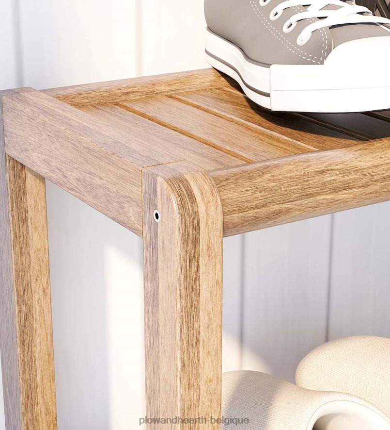 60H0822090 Plow & Hearth support de rangement de bibliothèque console à trois étagères de ferme - châtaignier antique meubles