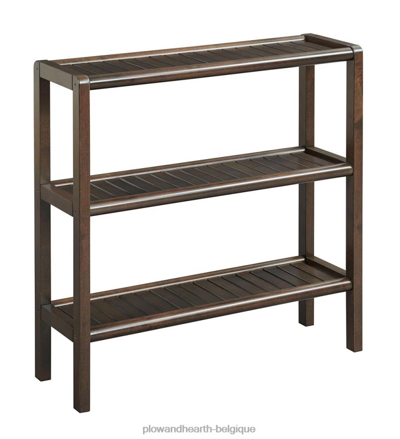 60H0822090 Plow & Hearth support de rangement de bibliothèque console à trois étagères de ferme - châtaignier antique meubles