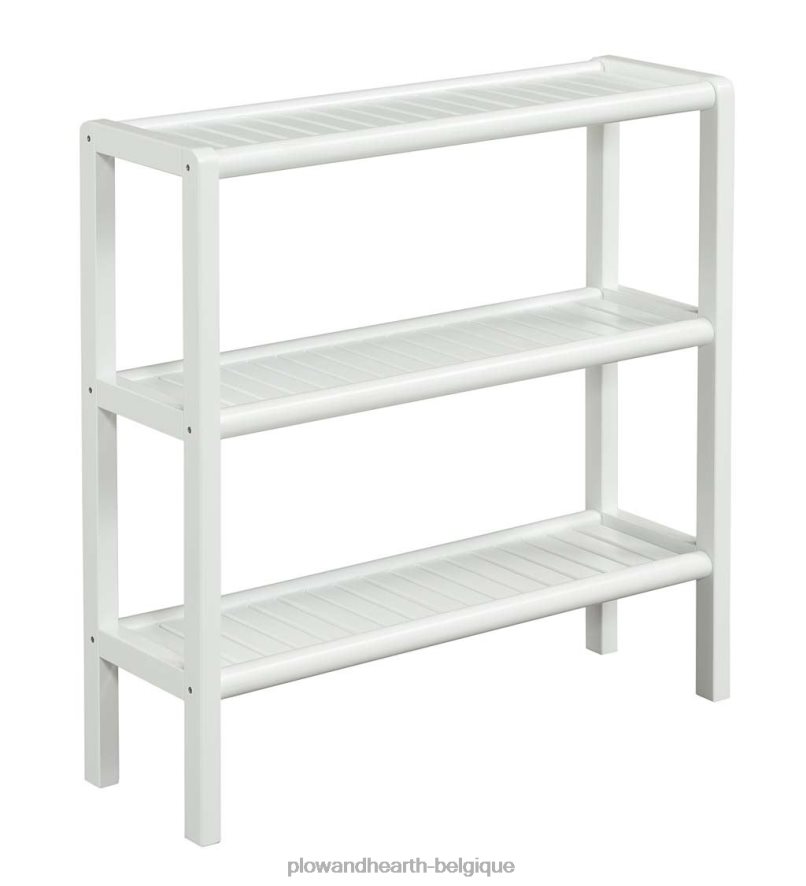 60H0822090 Plow & Hearth support de rangement de bibliothèque console à trois étagères de ferme - châtaignier antique meubles