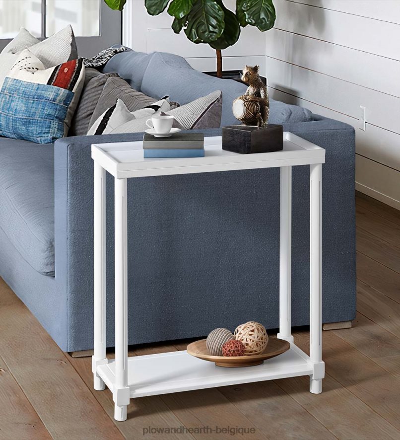 60H0821986 Plow & Hearth Allison Slim tables d'appoint en bois, lot de 2 - blanc meubles