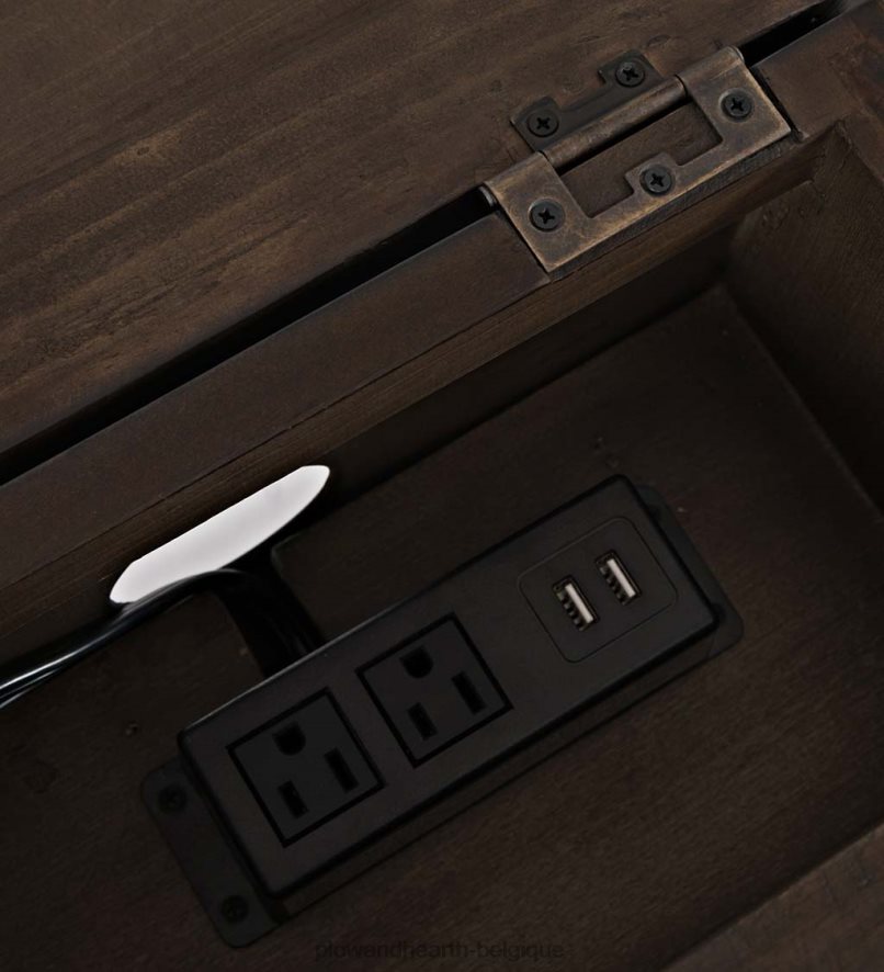 60H0821988 Plow & Hearth Cape Charles a récupéré la table d'appoint de la centrale électrique de Barnwood avec des ports USB - Barnwood meubles